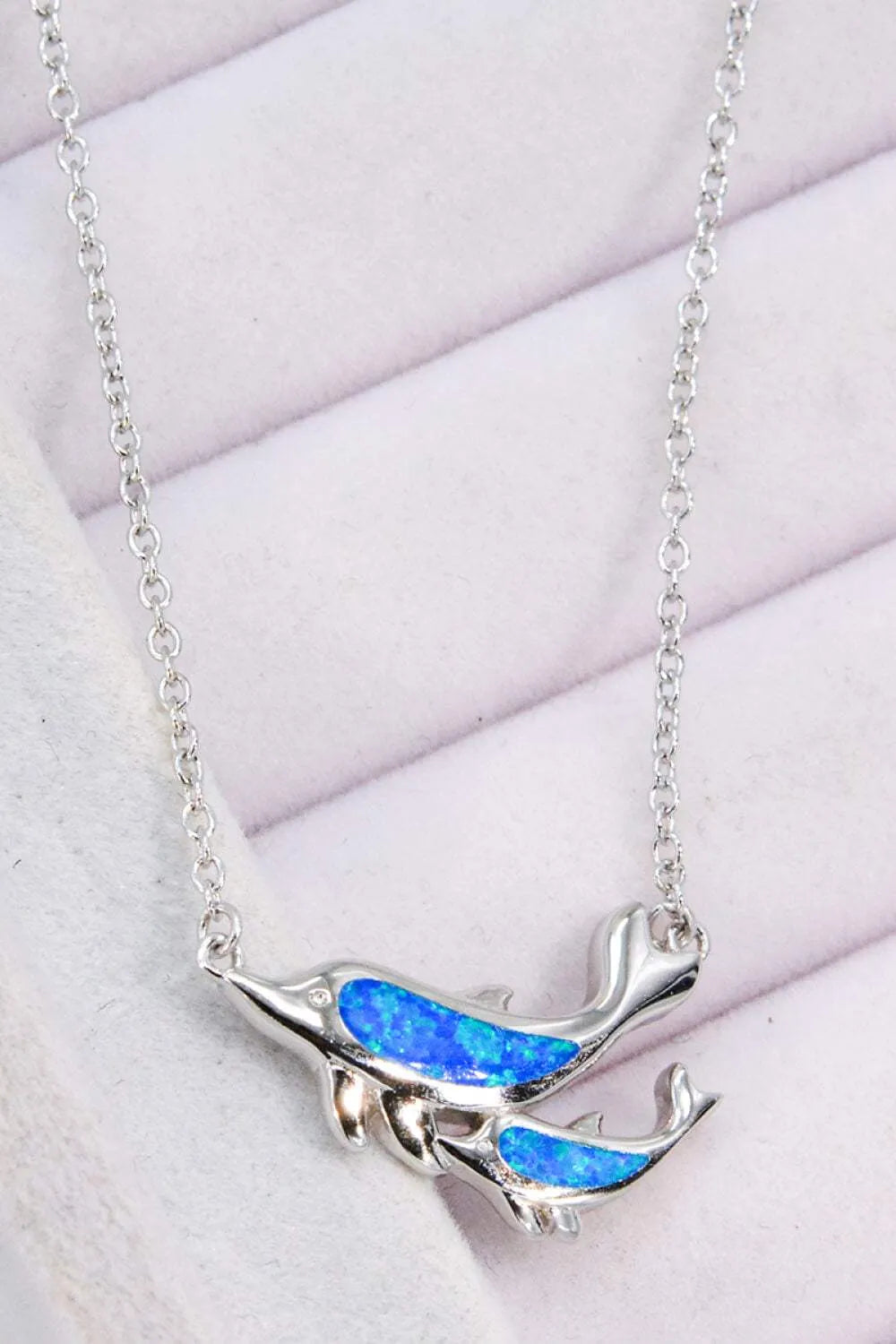 Opal Dolphin Chain-Link Necklace Opal - Tophatter Daily Deals