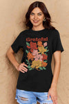 Simply Love Full Size GRATEFUL Flower Graphic Cotton T-Shirt Women's T-Shirts - Tophatter Daily Deals