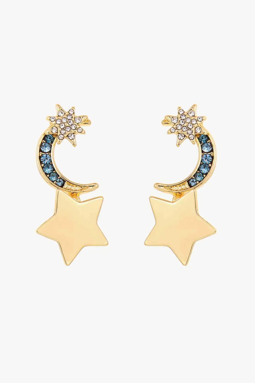 5-Pair Wholesale Lasting Wish Inlaid Rhinestone Star and Moon Drop Earrings Gold One Size Earrings - Tophatter Daily Deals