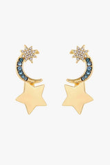 5-Pair Wholesale Lasting Wish Inlaid Rhinestone Star and Moon Drop Earrings Gold One Size Earrings - Tophatter Daily Deals