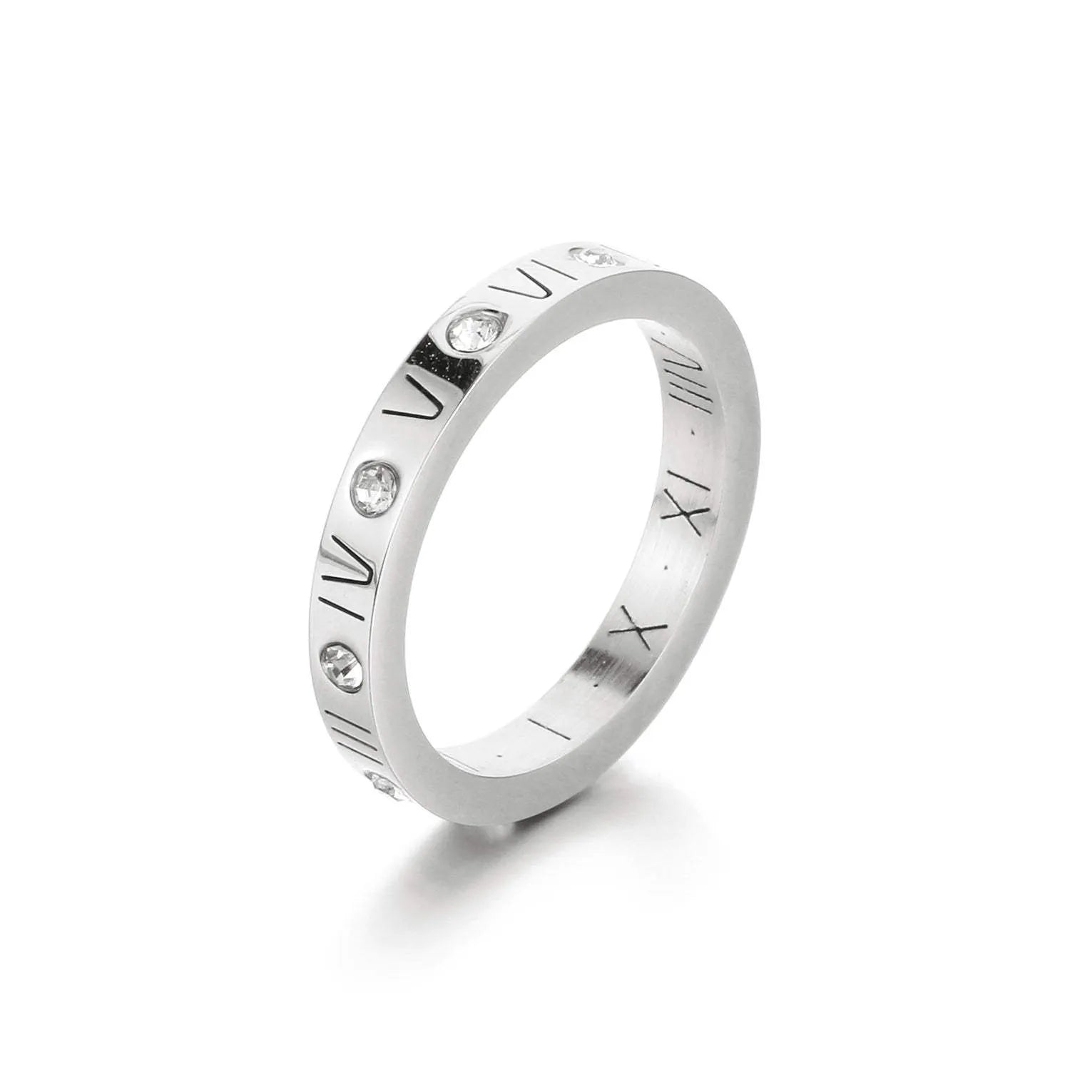 Inlaid Zircon Stainless Steel Ring Rings - Tophatter Daily Deals