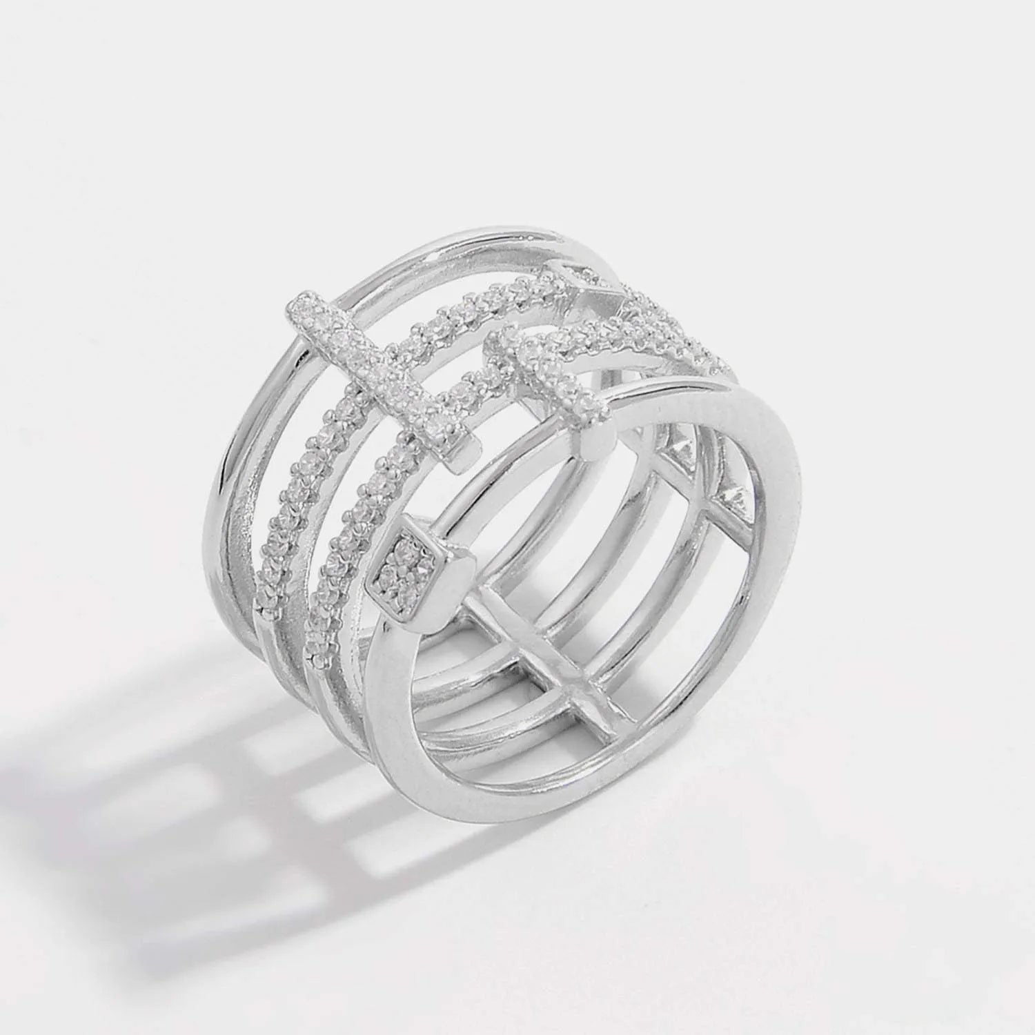 925 Sterling Silver Inlaid Zircon Ring Rings - Tophatter Daily Deals