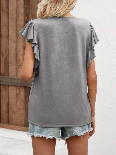 Notched Cap Sleeve T-Shirt Women's T-Shirts - Tophatter Daily Deals