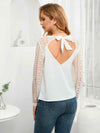 Tied Open Back Long Sleeve Top Women's T-Shirts - Tophatter Daily Deals