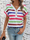 Striped V-Neck Short Sleeve T-Shirt Strawberry Women's T-Shirts - Tophatter Daily Deals