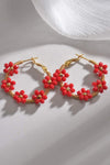 Flower Stainless Steel Earrings Red One Size Earrings - Tophatter Daily Deals