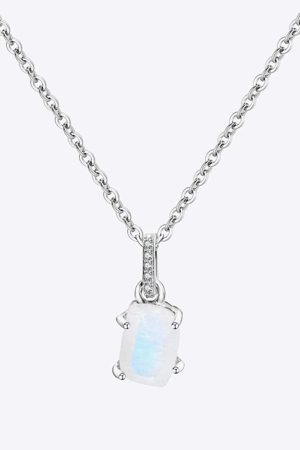 Natural Moonstone 4-Prong Pendant Necklace Silver One Size Moonstone - Tophatter Daily Deals