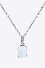 Natural Moonstone 4-Prong Pendant Necklace Silver One Size Moonstone - Tophatter Daily Deals