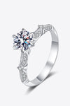 925 Sterling Silver Inlaid Moissanite 6-Prong Ring Silver Moissanite - Tophatter Daily Deals