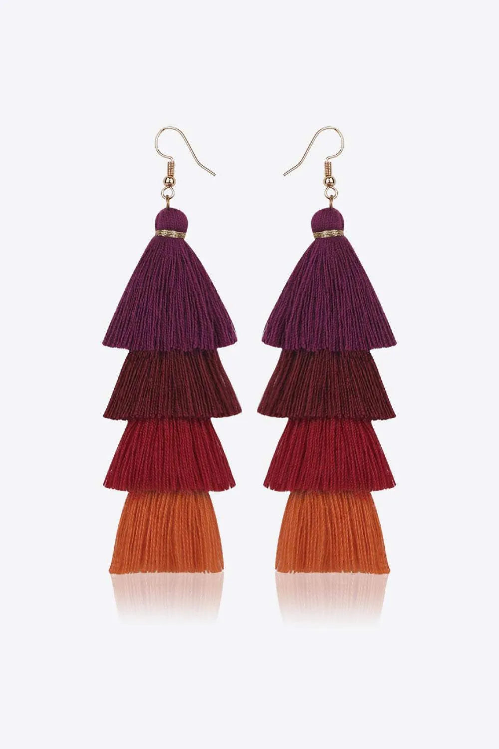 Layered Tassel Earrings Wine One Size Earrings - Tophatter Daily Deals