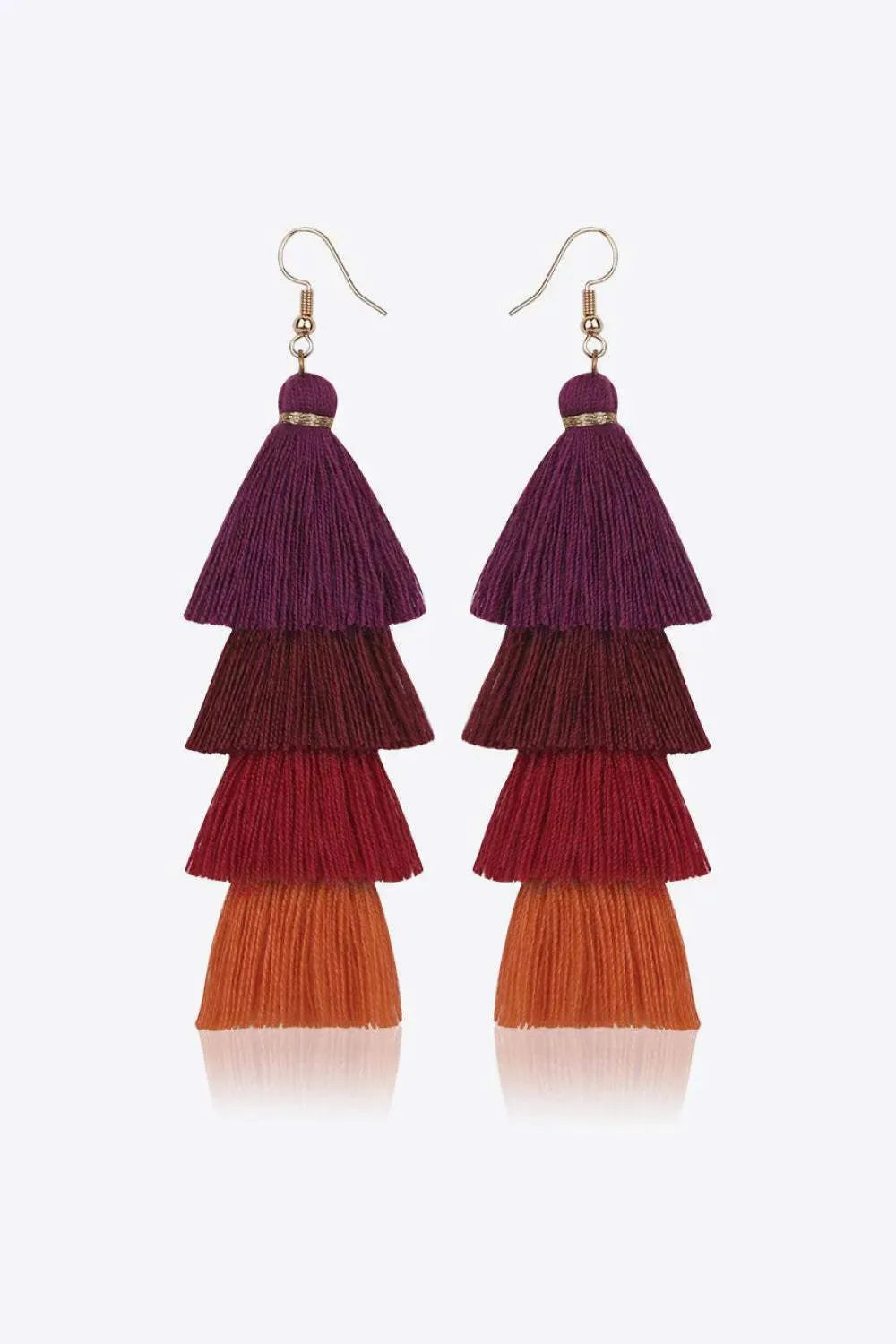 Layered Tassel Earrings Wine One Size Earrings - Tophatter Daily Deals
