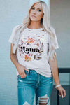 MAMA Floral Graphic Distressed Tee Women's T-Shirts - Tophatter Daily Deals