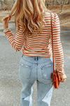 Double Take Striped Mock Neck Long Sleeve Top Blouses - Tophatter Daily Deals