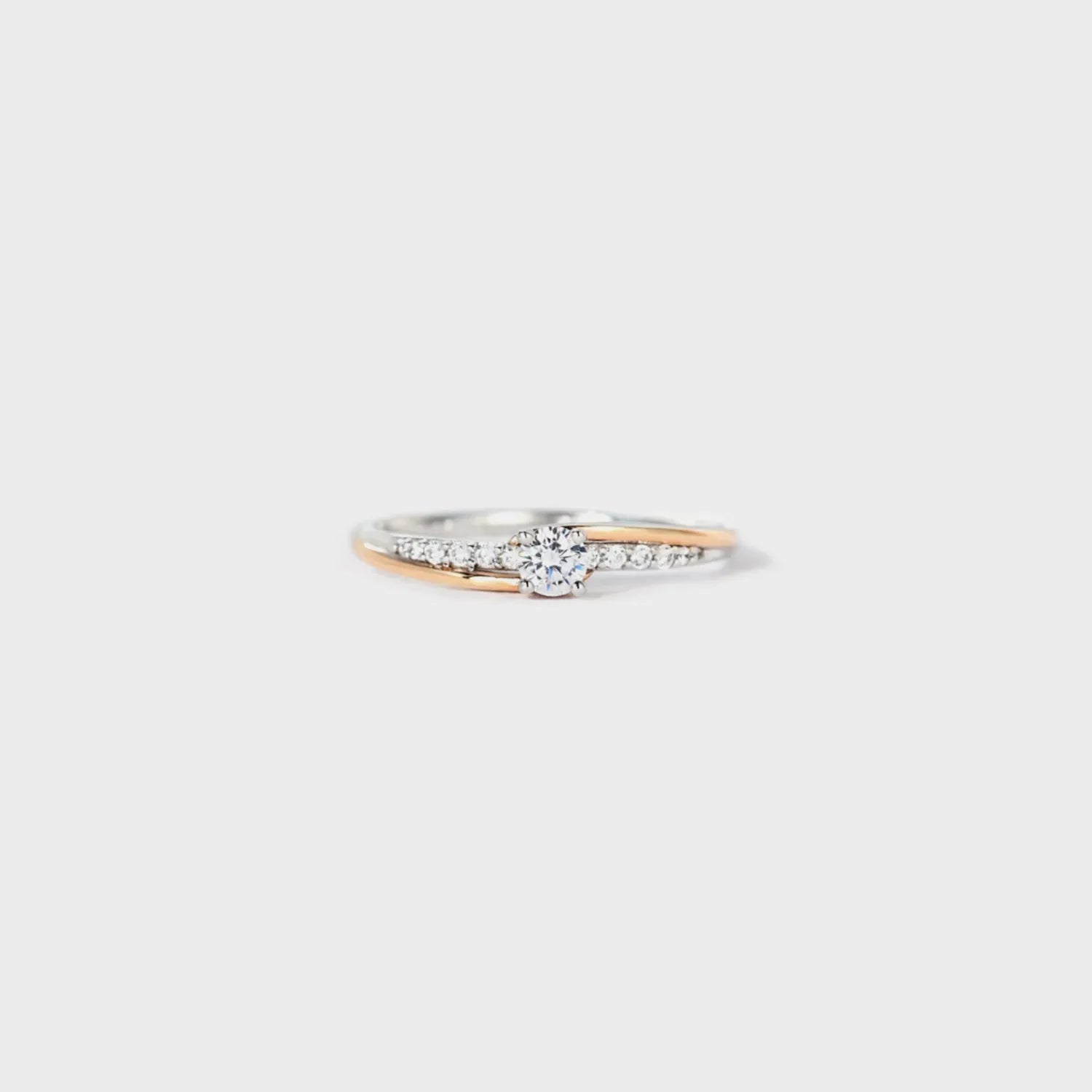 Inlaid Zircon Bicolor Rose Gold-Plated Ring Silver Rings - Tophatter Daily Deals