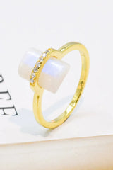 Natural Moonstone Platinum-Plated Ring Moonstone - Tophatter Daily Deals