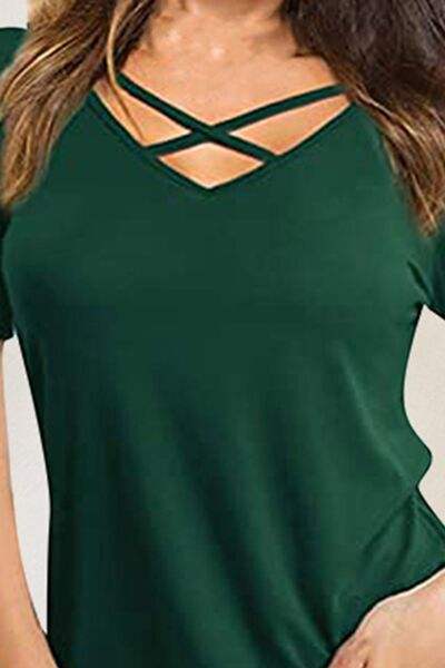 Crisscross Short Sleeve T-Shirt Women's T-Shirts - Tophatter Daily Deals