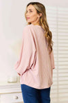 Double Take Ribbed Long Sleeve Top Blouses - Tophatter Daily Deals