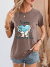 HAPPY VALENTINE'S DAY Round Neck Short Sleeve T-Shirt Taupe Women's T-Shirts - Tophatter Daily Deals