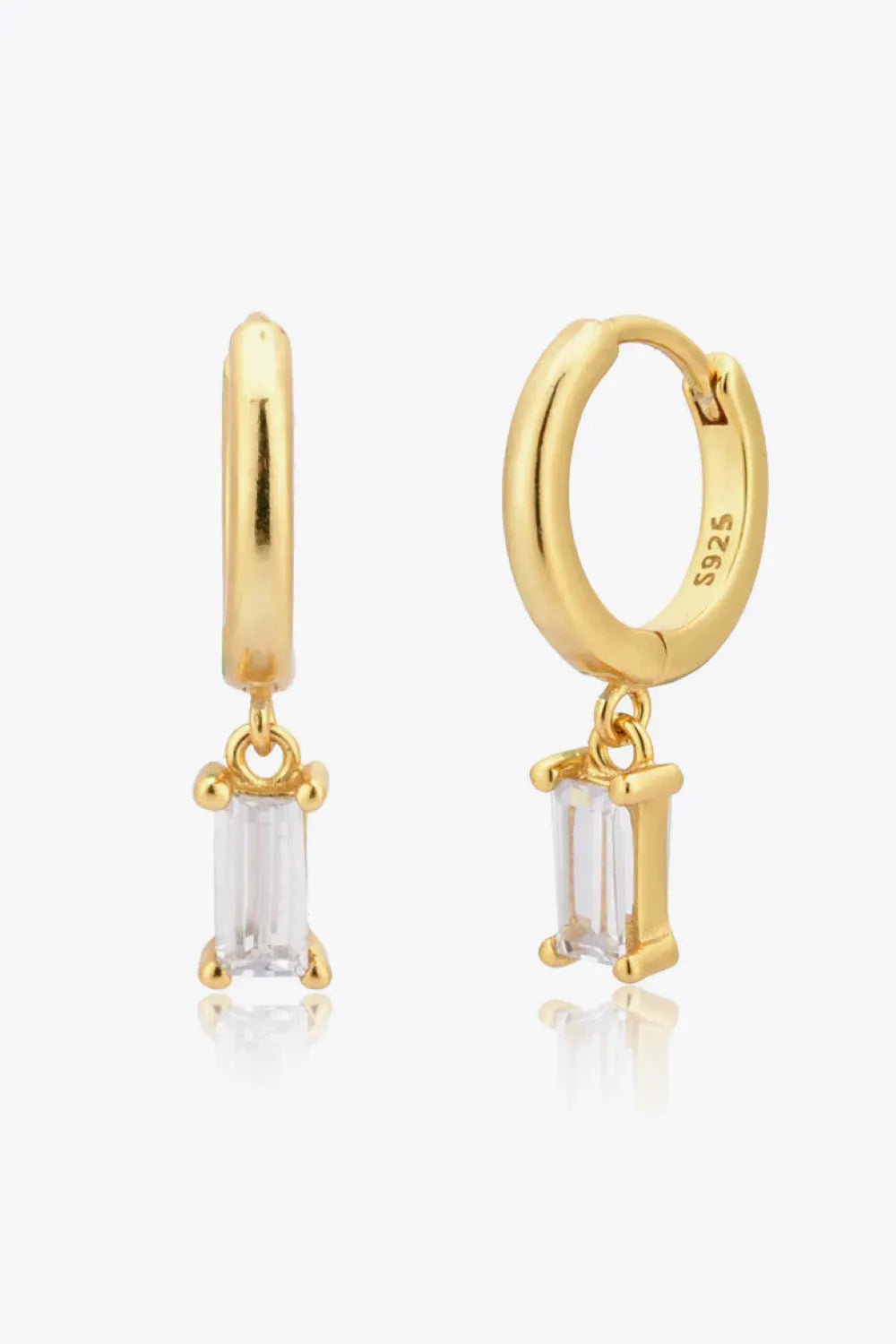 Zircon Huggie Drop Earrings Gold White One Size Earrings - Tophatter Daily Deals