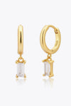 Zircon Huggie Drop Earrings Gold White One Size Earrings - Tophatter Daily Deals