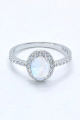 925 Sterling Silver Natural Moonstone Halo Ring Moonstone - Tophatter Daily Deals