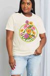 Simply Love Full Size Flower Graphic Cotton Tee Ivory Women's T-Shirts - Tophatter Daily Deals