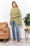 HEYSON Full Size Oversized Super Soft Rib Layering Top with a Sharkbite Hem and Round Neck Blouses - Tophatter Daily Deals