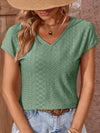 Twisted Open Back Eyelet Top Gum Leaf Blouses - Tophatter Daily Deals