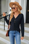 Cable-Knit Long Sleeve V-Neck T-Shirt Women's T-Shirts - Tophatter Daily Deals