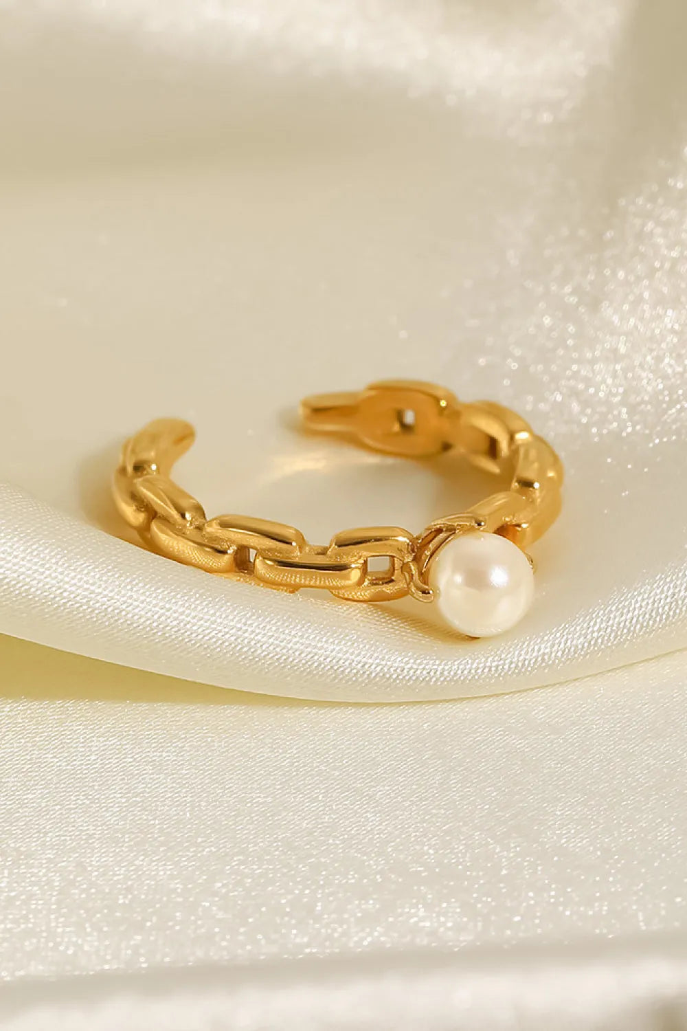 Pearl Stainless Steel Open Ring Rings - Tophatter Daily Deals