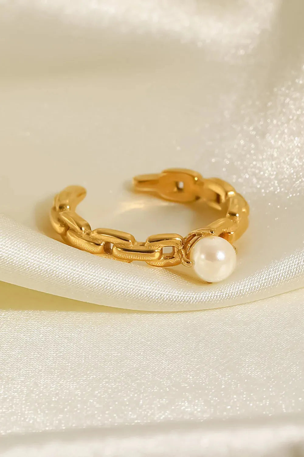 Pearl Stainless Steel Open Ring Rings - Tophatter Daily Deals