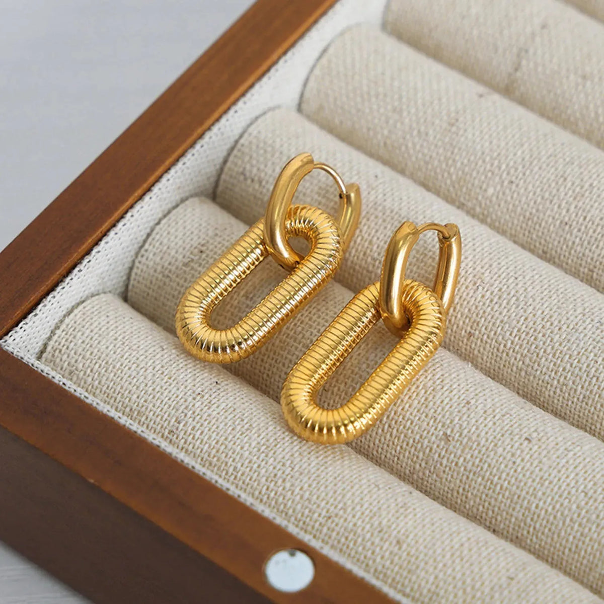Titanium steel Dangle Earrings Gold One Size Earrings - Tophatter Daily Deals