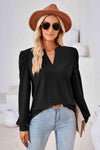 V-Neck Puff Sleeve Blouse Black Blouses - Tophatter Daily Deals