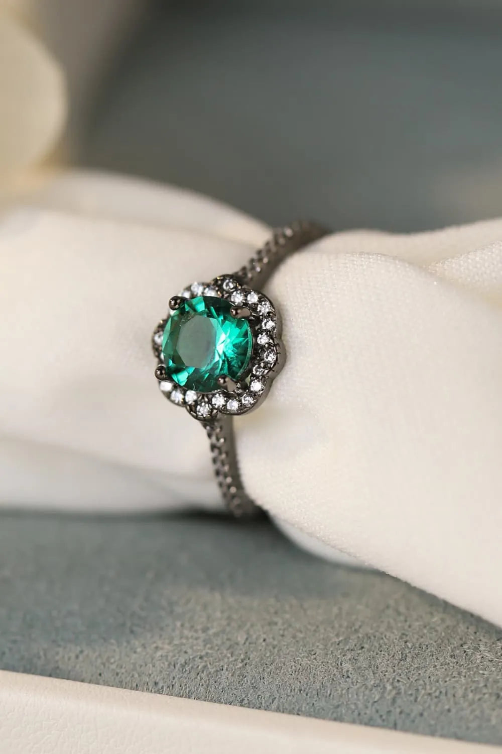 Paraiba Blue Zircon Flower Shape Ring Black Rings - Tophatter Daily Deals