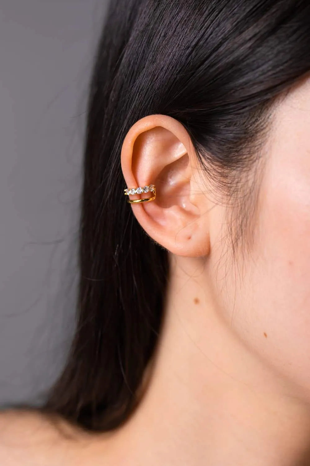 Zircon Double-Layered Single Cuff Earring Earrings - Tophatter Daily Deals