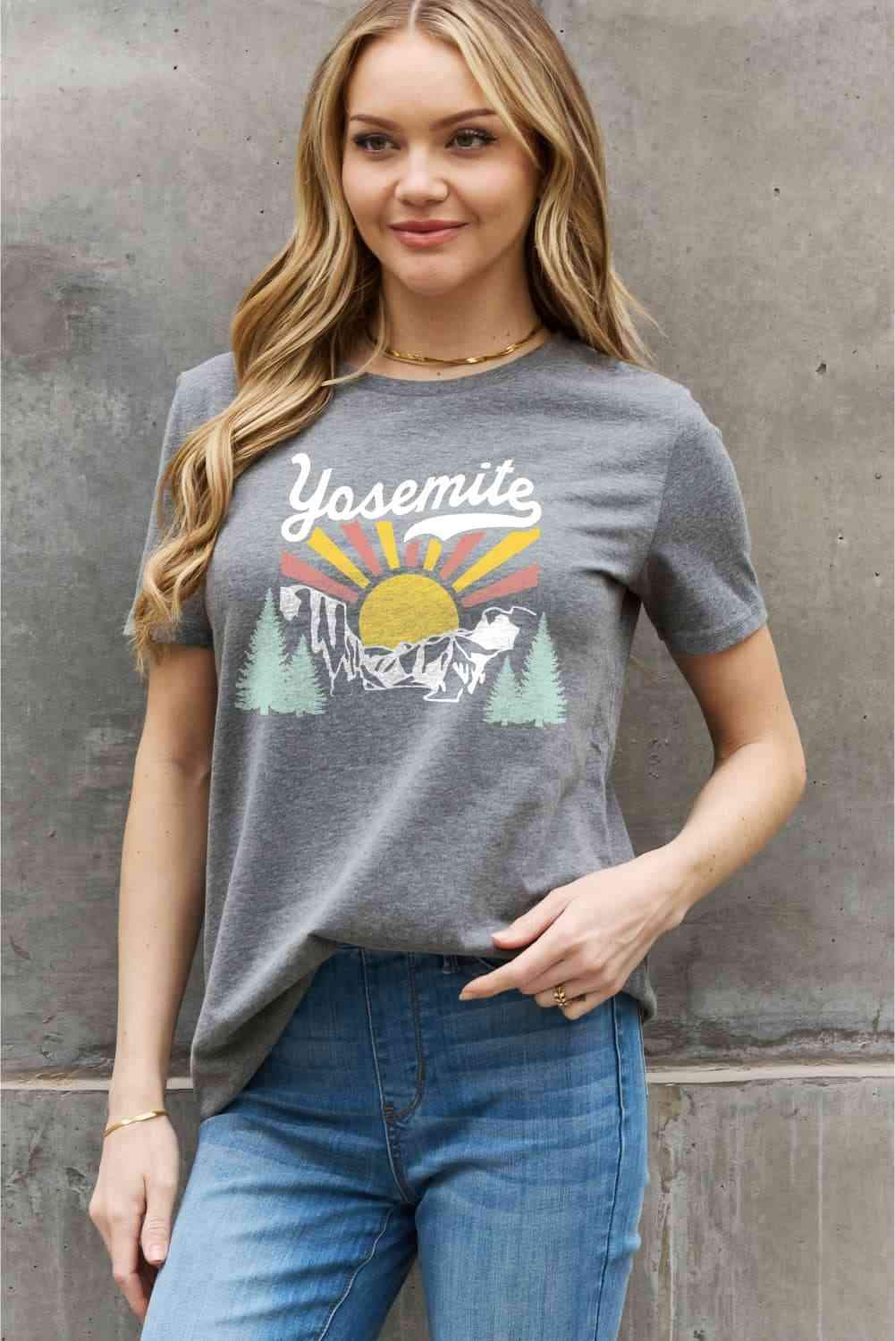 Simply Love Full Size YOSEMITE Graphic Cotton Tee Women's T-Shirts - Tophatter Daily Deals