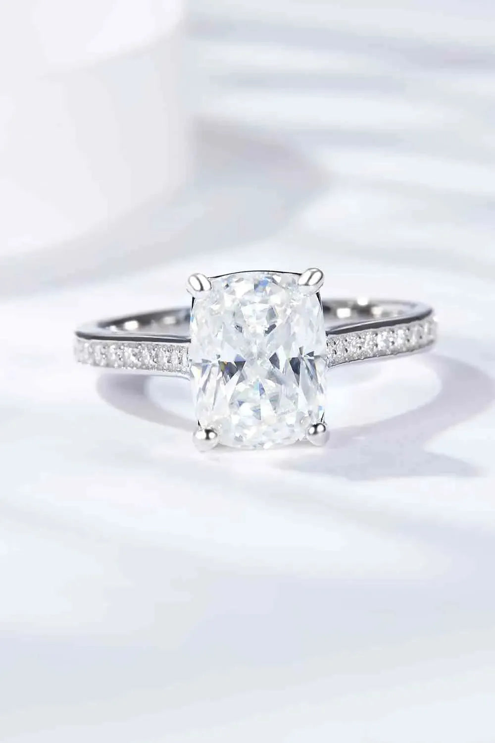 3 Carat Moissanite Platinum-Plated Side Stone Ring Silver Moissanite - Tophatter Daily Deals