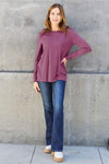 Basic Bae Full Size Round Neck Long Sleeve Top Blouses - Tophatter Daily Deals