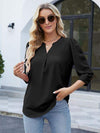 Notched Puff Sleeve Blouse Blouses - Tophatter Daily Deals