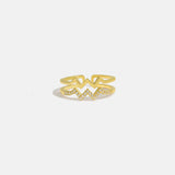 Wave Shape Inlaid Zircon Open Ring Gold Rings - Tophatter Daily Deals
