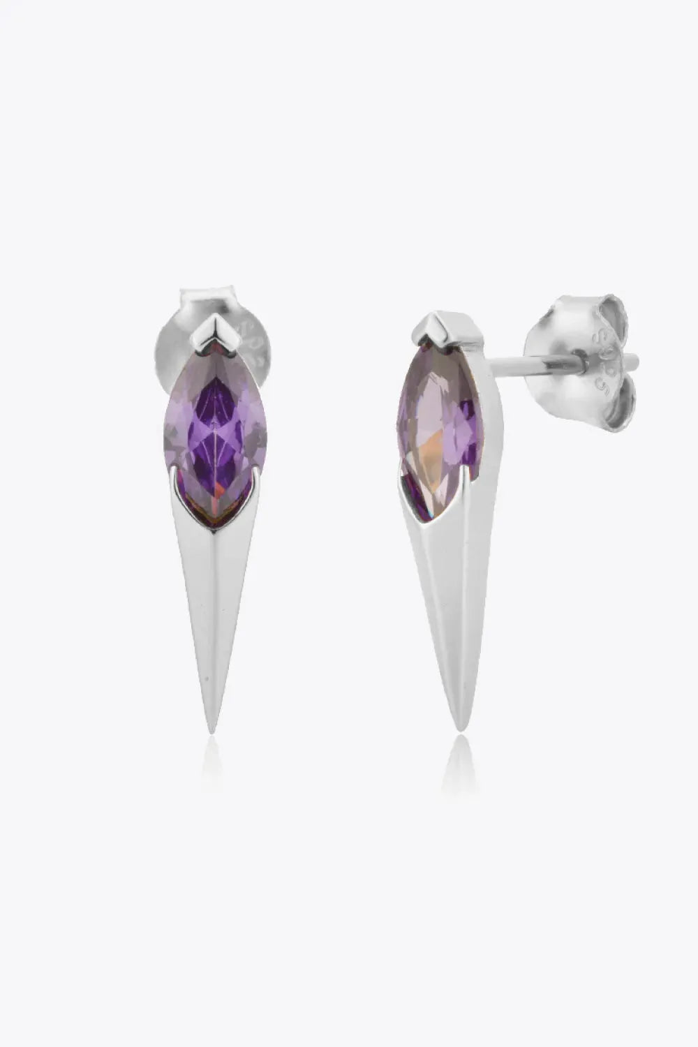 Zircon Decor 925 Sterling Silver Earrings Silver Purple One Size Earrings - Tophatter Daily Deals