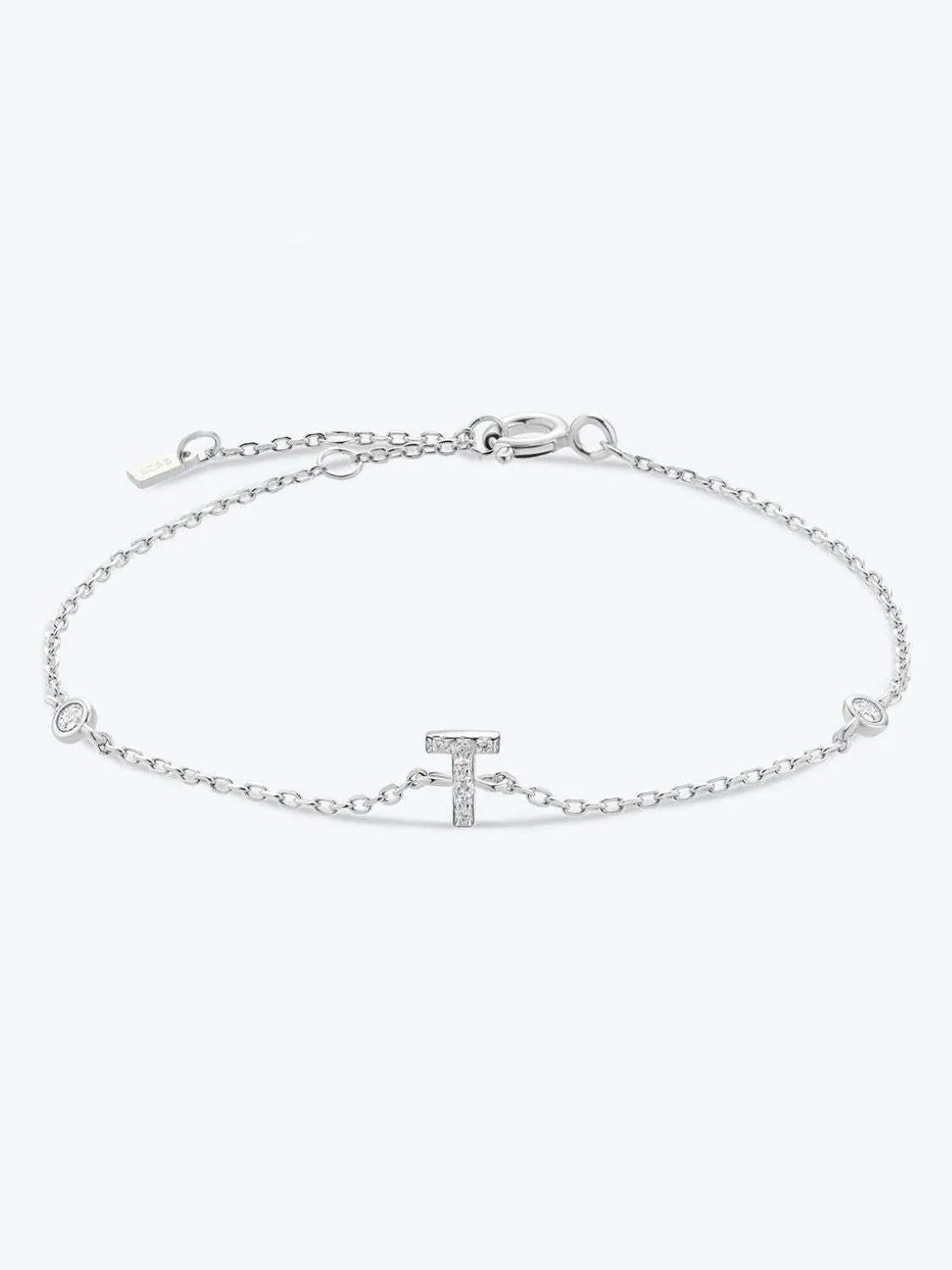 Q To U Zircon 925 Sterling Silver Bracelet T Silver One Size Bracelets - Tophatter Daily Deals