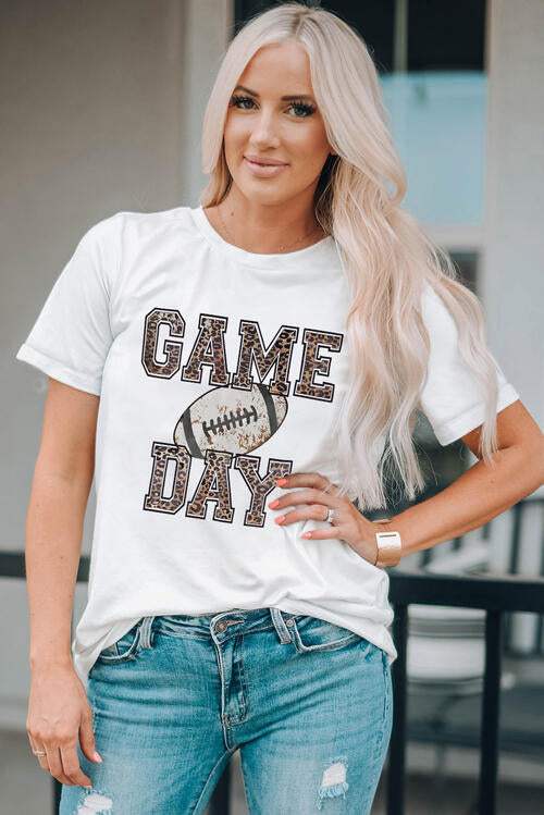 GAME DAY Ball Graphic Short Sleeve T-Shirt Women's T-Shirts - Tophatter Daily Deals