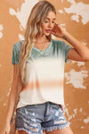 Double Take Tie-Dye V-Neck Short Sleeve Tee Women's T-Shirts - Tophatter Daily Deals