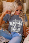 NASHVILLE COUNTRY MUSIC Graphic Round Neck Tee Shirt Women's T-Shirts - Tophatter Daily Deals