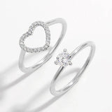 2 Piece Heart Shape Zircon 925 Sterling Silver Ring Rings - Tophatter Daily Deals