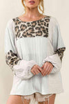 Printed Round Neck Long Sleeve Blouse White Blouses - Tophatter Daily Deals