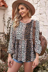 Animal Print Patchwork Balloon Sleeve Blouse Blouses - Tophatter Daily Deals