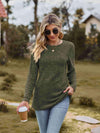 Ribbed Round Neck Long Sleeve Tee Women's T-Shirts - Tophatter Daily Deals