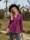 Notched Neck Flounce Sleeve Blouse Fuchsia Blouses - Tophatter Daily Deals